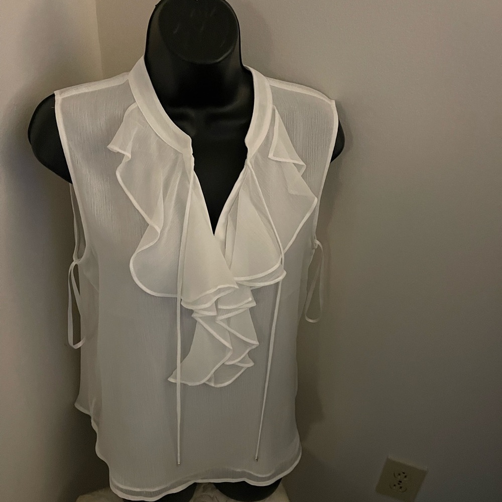 Tommy Hilfiger White Ruffle Blouse